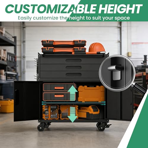 Image of Garage Cabinet System | Heavy Duty Steel All-in-One Modular Garage Cabinet Set for Ultimate Workshop Organization | Easy Assembly Garage Storage Cabinets & Tool Bench