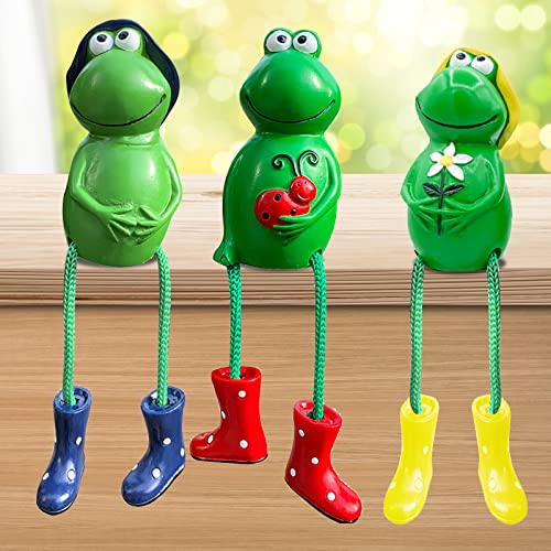 Nizirioo 3 Stück Gartendeko Frosch Figuren Harz Deko Garten Frosch, Frosch Statue Garten Deko für Außen Gartenfigur Gartendekoration Gartendeko für Draußen Gartenfiguren (Rot, Gelb, Blau)