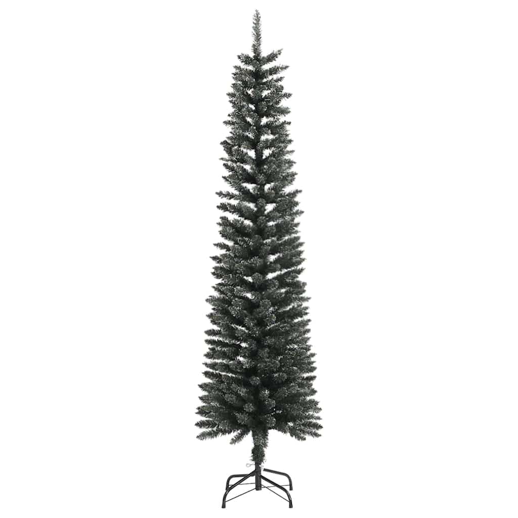 Sapin de Noël artificiel fin de 180 cm avec 286 pointes - Blanc enneigé pour les pièces étroites - Décoration de Noël avec support en acier solide