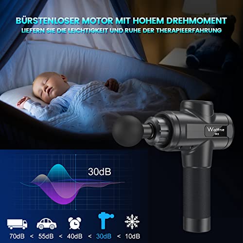 Massagepistole, Muskel-Massagepistole Deep Tissue Percussion Massagegerät- Elektrisches Handmassagegerät Sportübung für Sportler, Super Quiet Brushless Motor Schnurlos, 20-Gang-Stufe, Wattne W2 - Image 5