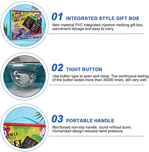 KARP Children Deluxe Art Drawing Set for Kids Case Art and Craft Supplies Drawing and Painting Set Great Gift (150Pcs -Blue) - Image 4