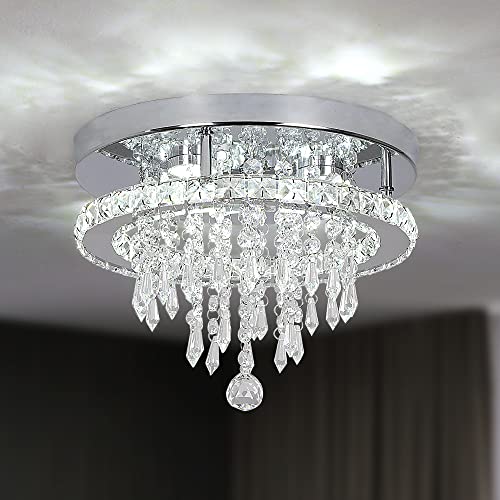 Deckrico Modern K9 Crystal Chandelier With Remote Control Stainless Steel Pendant Lamp Flush Mount Light Fixtures For Dining Room Bathroom Bedroom Living Room (Dimmable) #TOP3