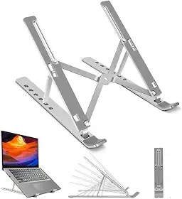 Suporte para Notebook e Tablet Ajustável com 6 Ângulos – Ergonômico, Dobrável e Portátil com Altura Regulável, Antiderrapante e Ventilado, Universal para todas as marcas de notebook de 10 a 17"