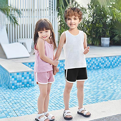 Boys Girls Cotton Sport Shorts Kids Summer Running Athletic Shorts Baby Toddler Workout And Fashion Dolphin Beach Shorts (12-18 Months, Black Pink-2 Pack) #TOP3