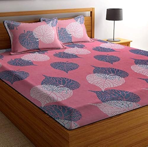Image of BSB HOME Glace Cotton 160 Tc Kids Printed Double Bed Sheet with 2 King Size Pillow Covers (6X7 Feet Bed, Pink Fish) A¤¬A¥A¤A¤A¥A¤ A¤A¤¬A¤ A¤¬A¥A¤