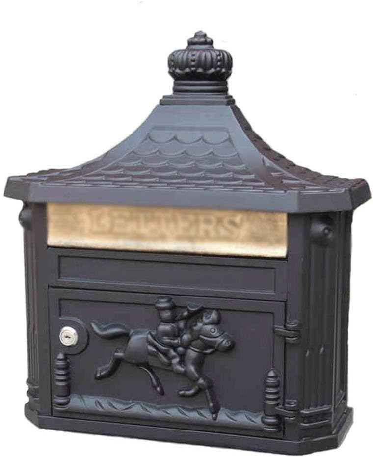 HBJWOV Outdoor Mailbox Retro Aluminum Wall Mounted Mail Box Post Secure Letterbox Outside Mailboxes