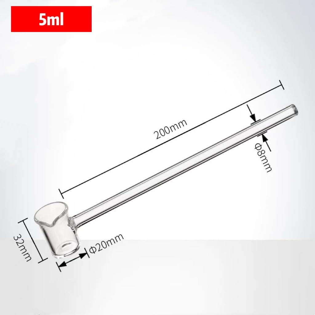 Cuchara de ácido de vidrio con alto contenido de borosilicato - Cuchara de muestreo de embudo medicinal de mango largo (5/10/15/25/50/100 ml)(5ml)