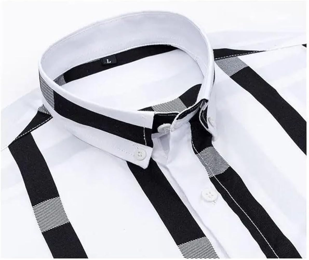 Amazon.com: Men's Striped Shirt Long Sleeve Business Casual Square