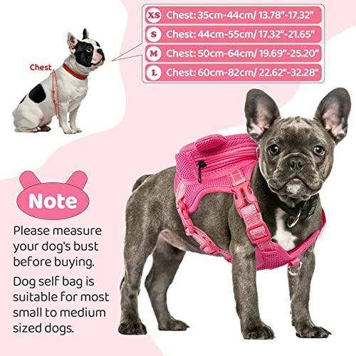 OUOBOB Dog Harness with Backpack No Pull Pet Harness Vest, Cute Pink Pig Dog Saddle Bag Adjustable Mesh Dog Carrier Backpacks for Hiking Training and Daily Walking, Dog Carriers for Small Medium Dogs - Image 3