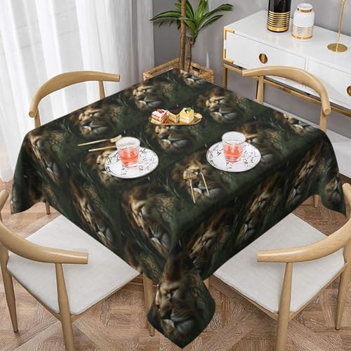 KLMELLMDE Square Majestic Lion Tablecloth, Kitchens, Wedding Banquet Tables, Holiday Table Cloths.