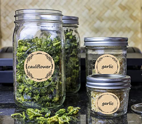 500Pcs 2" Label Stickers For Jars And Lids, 4 Different Wreath Designs, Kraft Sticker Labels Pantry Labels, Mason Jar Labels Canning Labels Bottle Labels #TOP7