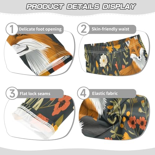 Toddler Girls Leggings Printed Yoga Pants Leggings Fox Sit in Flowers for Kids3