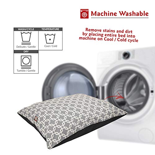 Image of Majestic Pet Rectangle Medium Dog Bed - Non-Slip Washable Crate Kennel Pillow for Sleeping - 35 x 28 Inch for Medium Breeds - Links Gray