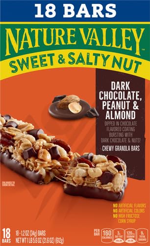 Image of Nature Valley Granola Bars, Sweet and Salty Nut, Dark Chocolate Peanut and Almond, 18 Bars, 21.6 OZ
