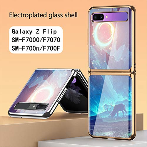Capa SGVAHY para Samsung Galaxy Z Flip, capa traseira rígida de vidro macio com glitter dourado bump