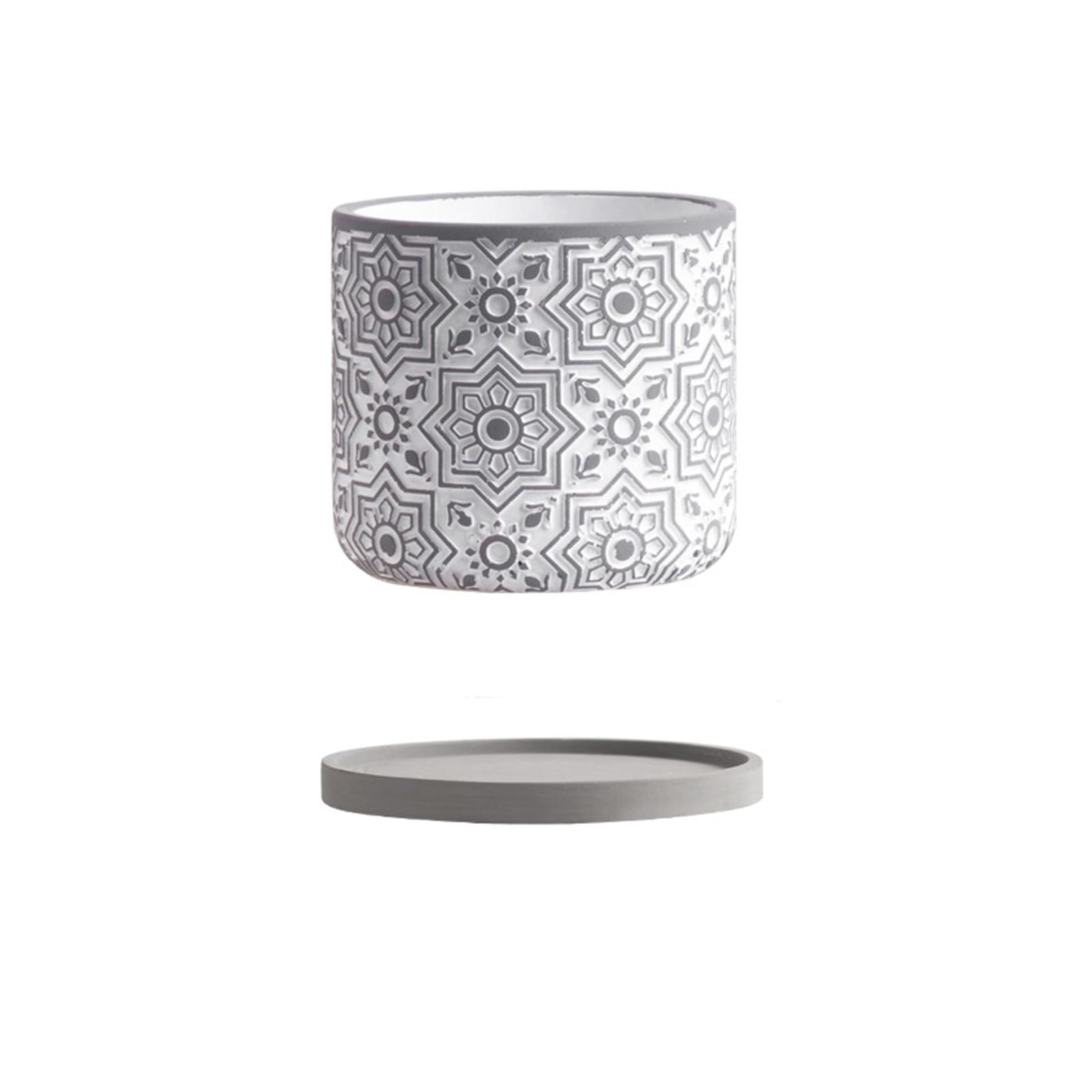 Lkvent Cement Flower Pot with Tray Round Cactus Succulent plant pots