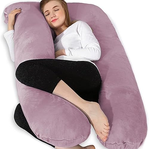 Chilling Home Almohada de embarazo, almohadas de embarazo en forma de U para dormir, almohada corporal de 55 pulgadas para dormir, almohadas