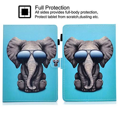 8 Inch Universal Case, Gsfy Pretty Folio Stand Protective Case Leather Pocket Cover With Stylus Holder For Ipad Mini/Samsung/Kindle/Huawei/Lenovo/Nook 7.9-8.5 Inch Tablet, Sunglasses Elephant #TOP2