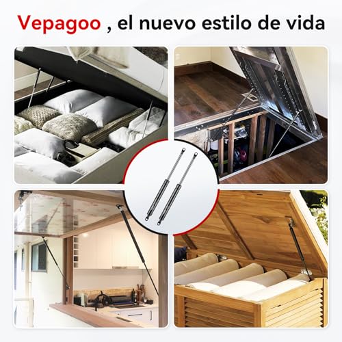 Vepagoo Gasfedern 700mm 250N/25kg für Wohnmobil Bett Boot Bett Abdeckung Tür Deckel Boden Luke Tür Schuppen Fenster und andere Schwerlastanwendungen, M6 Ösenköpfe (8mm Durchmesser), 2er Set