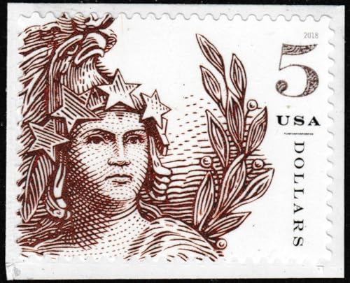 Estátua da Liberdade de US$ 5 (folha com 4) selos postais patrióticos vintage dos EUA