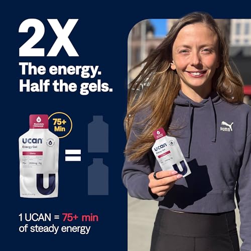 Image of UCAN Edge Energy Gel Shots, Cherry + Electrolyte (12, 2 Ounce Packets) for Running, Training, Workouts, Fitness, Cycling, Crossfit | Sugar-Free, Vegan, & Keto Friendly Energy