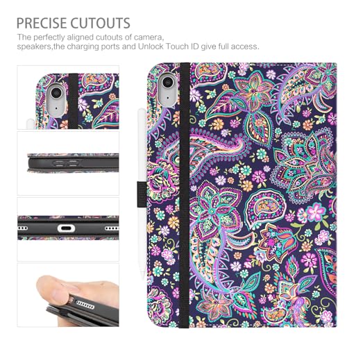 for iPad (A16) 11th Generation Case 2025, iPad 10th Generation Case Kids Men Women Shockproof with Pencil Holder, Multi-Angle Adjustable Stand View Pocket/Hand Strap/Auto Wake Sleep, Paisley Floral by CutebriCase - Image 7