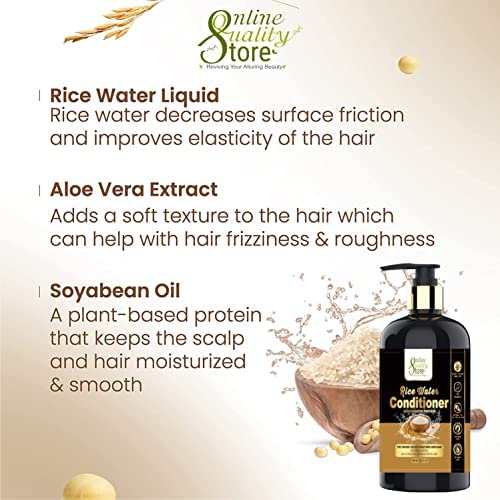 Online Quality Store Fermented Rice Water Conditioner - 300ml, with Rice Water & keratin protein for hair growth | For Damaged, Dry and Frizzy Hair| For Shiny & Stronger Hair