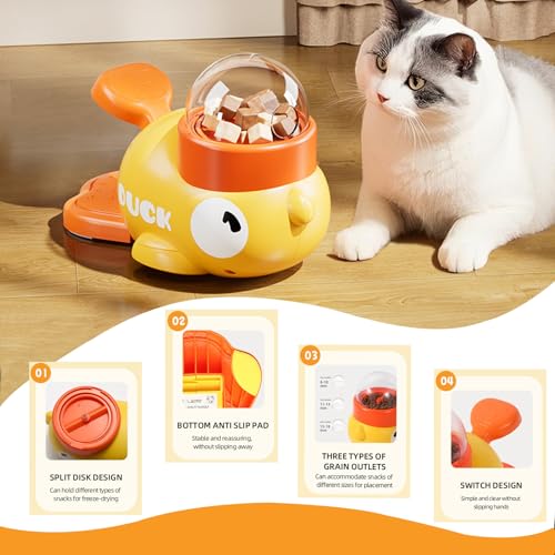 Image of Cat & Small Dog Interactive Treat Dispenser Toy, 2-in-1 Duck Shaped Slow Feeder, Mentally Stimulating Puzzle Toy, Reduces Bloating Anti-Gulping for Indoor Pets
