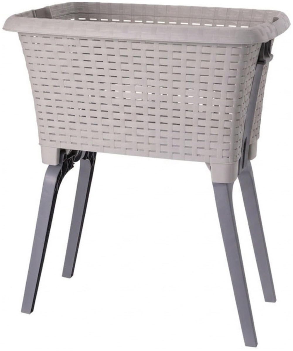 Moderner Wäschekorb mit klappbaren Beinen, in Grau, Grün oder Taupe. Hergestellt aus robustem Kunststoff. Faltbarer Wäschesammler, ideal für Badezimmer und Waschraum.