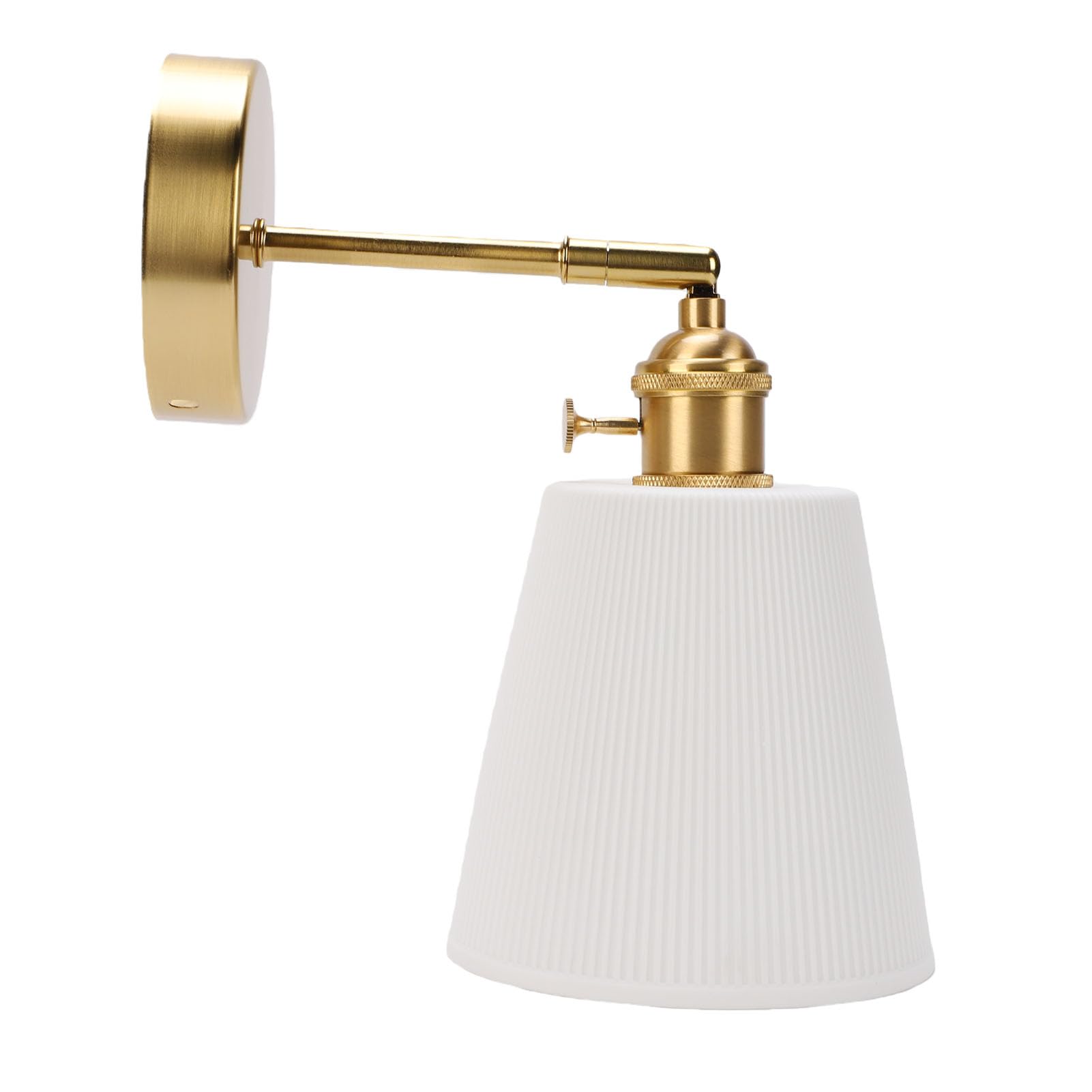 Ejoyous Lampada da Parete, Applique a Muro Ottone con Paralume in Ceramica