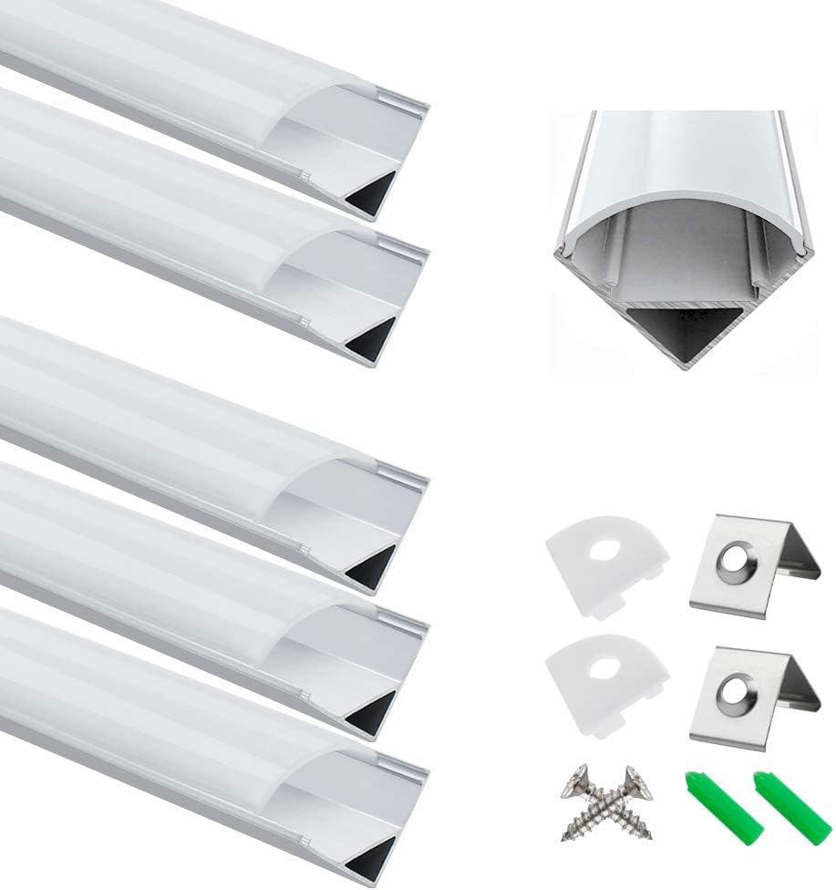 Profilé LED aluminium haut de gamme en V avec diffuseur opaque 1m