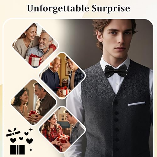 Image of Sequin Bow Ties for Men, Sparkling Mens Bow Tie for Prom Recital | 4.33 inch x 2.75 inch, Pre-tied Men's Bow Tie, Adjustable Strap, Shiny Sequin Surface, Assorted Versatile Hues, for Festival Party