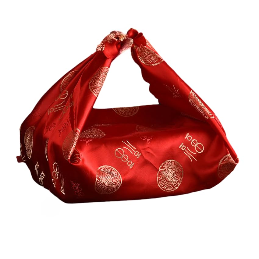 80/90 cm 5 szt. czerwony chiński wystrój wielokrotnego użytku Furoshiki ściereczka do pakowania małych japońskich do pakowania prezentów tkanina kwadratowy szalik Bento do pakowania tkaniny