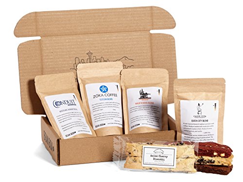 Bean Box Coffee and Biscotti Cookie Gift Boxes (Whole Bean, Classic)