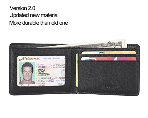 Mens Slim Front Pocket Wallet ID Window Card Case with RFID Blocking - Cross Black3