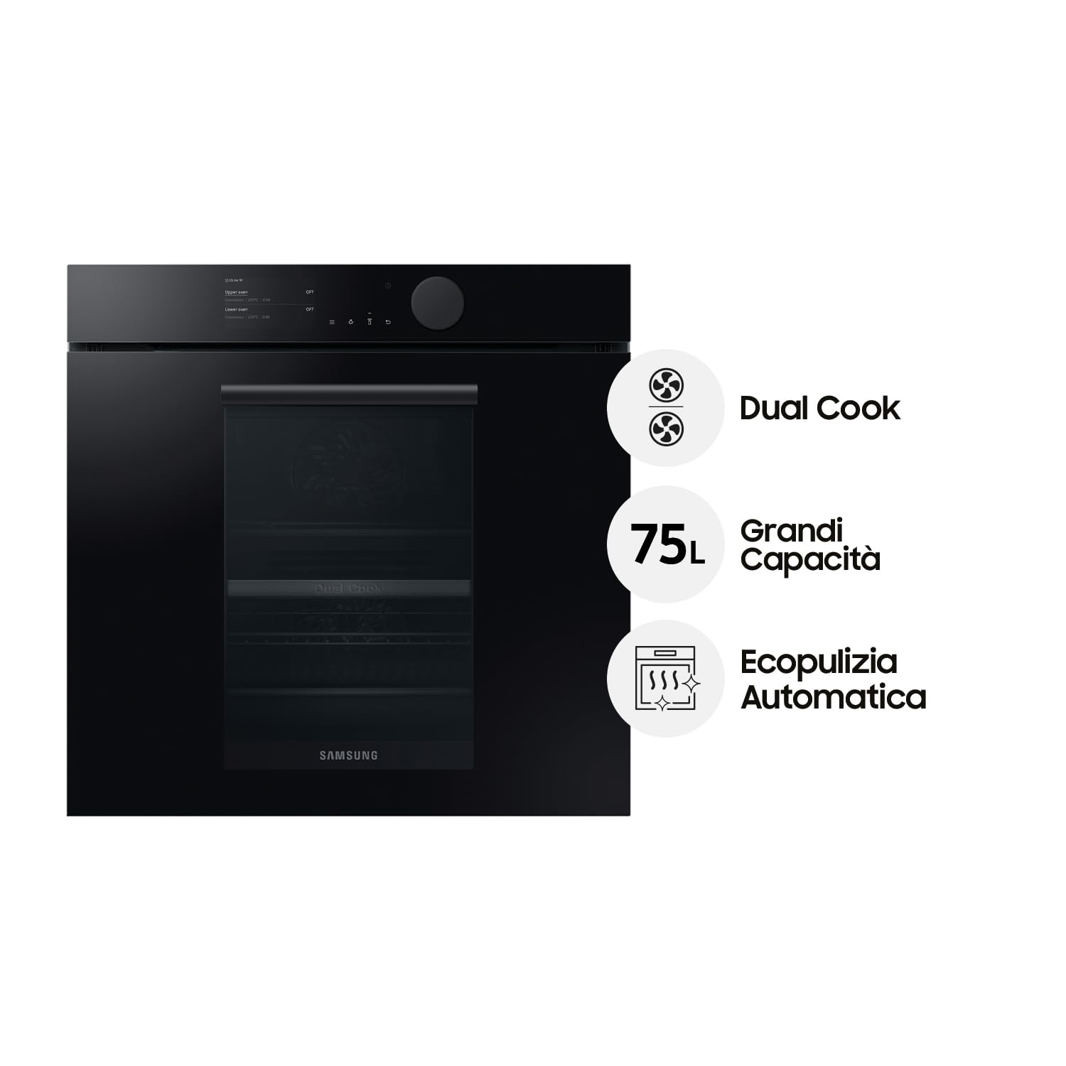 SAMSUNG NV75T8549RK FOUR ÉLECTRIQUE SMART 75L LIGNE INFINIE LCD TACTILE DOUBLE CUISSON GUIDE TÉLESCOPIQUE