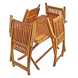 IHD Akazienholz Gartensitzgruppe 5tlg Gartentisch mit 4 Gartenstühlen klappbar - 4