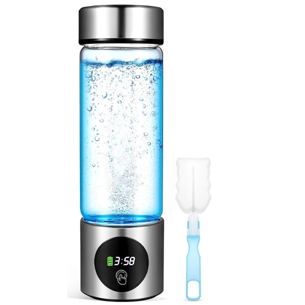 Botella de generador de agua hidrogenada portátil SPE+PEM de doble cámara, ionizador + pantalla PPB y tiempo