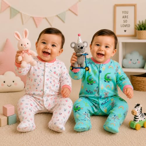 Image of EIO 100% Cotton Rompers Sleepsuits Jumpsuit Night Suits for Infants Newborn Baby Boys & Girls