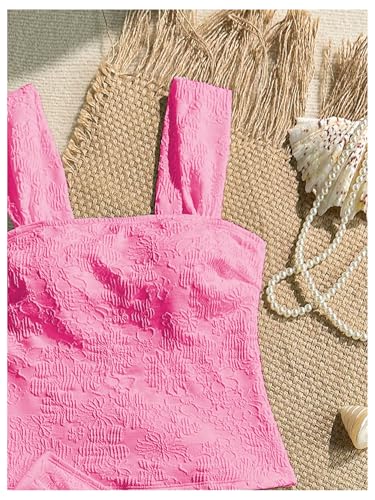 Women's 2 Piece Tankini Swimsuits Tummy Control Floral Jacquard Bathing Suit Modest Swimwear Set4