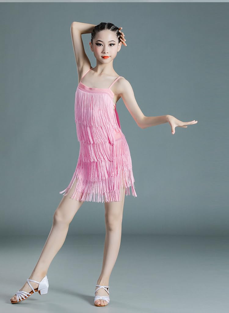 Abito da Ballo Latino con Frange per Ragazze Ideale per Esibizioni Professionali Competizioni di Danza con Gilet all'Americana Spettacoli di Tango E Balli da Sala Abbigliamento per Allenamento Quotid