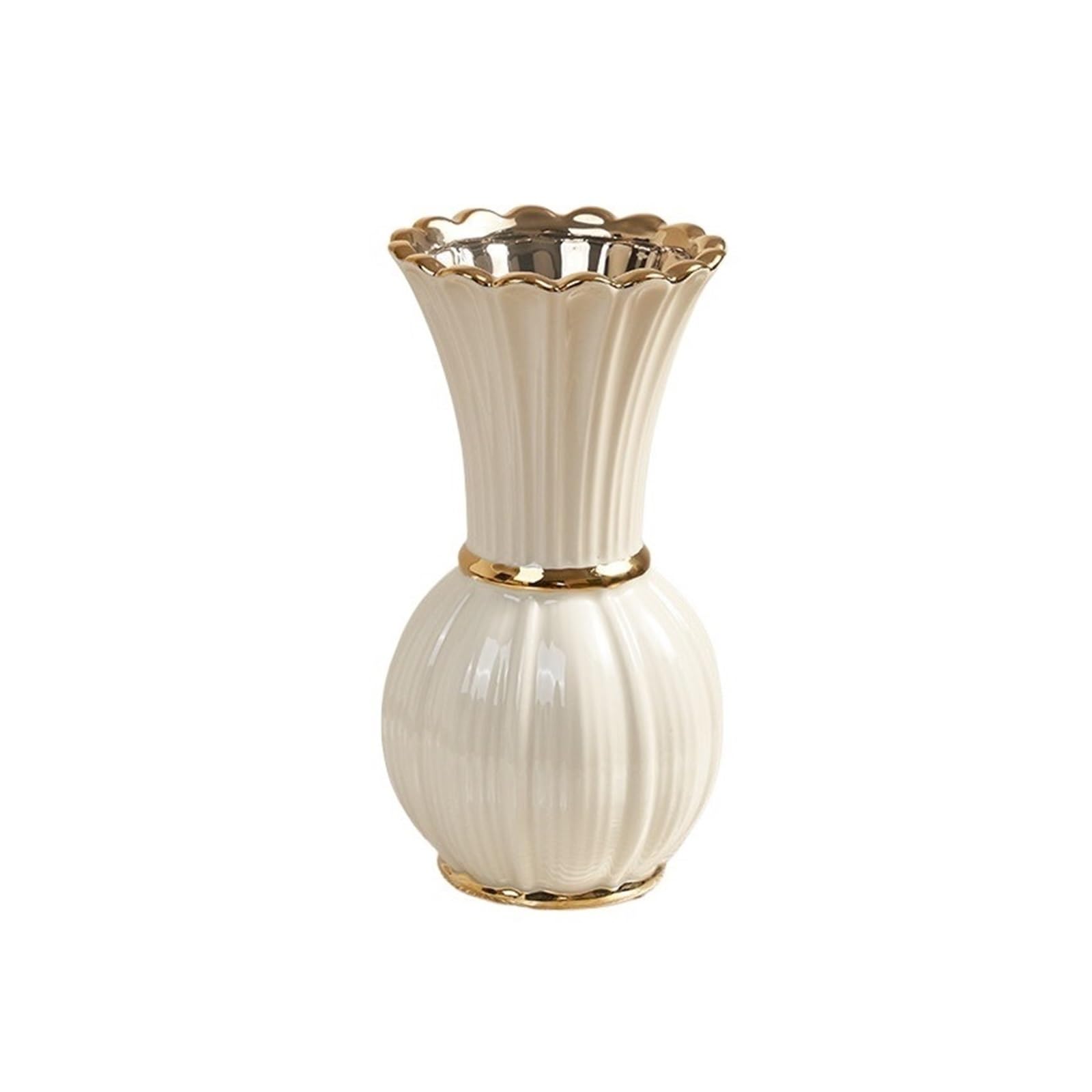 Modern Minimally Modern Ceramic Vase with White Floral Arrangement Living Room Decoration Centerpieces(Medium)