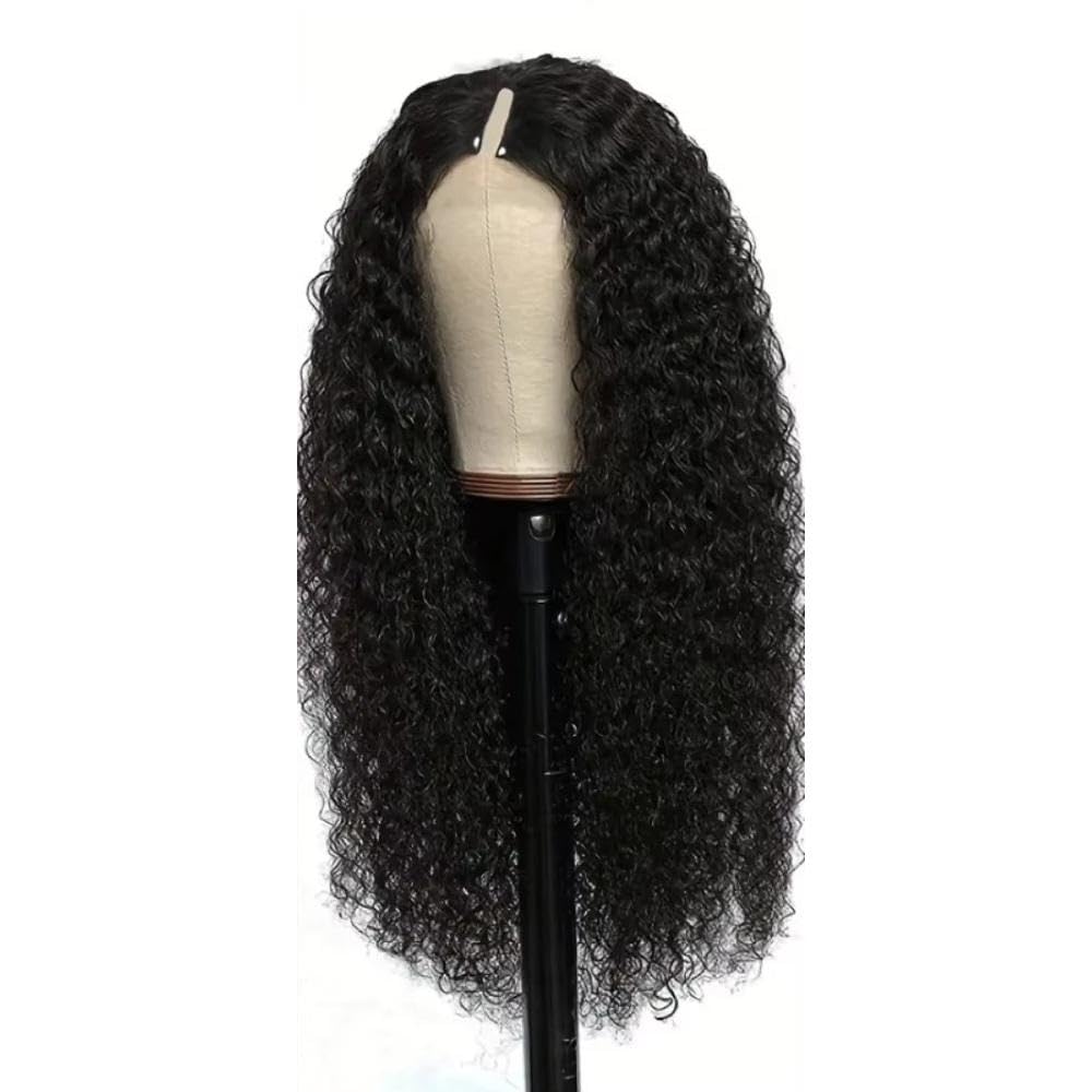 Haarpflege V-Teil Verworrene Lockige Perücke 32 Zoll Natürliche Farbe Tiefe Welle Echthaar Für Frauen(180 Density,12inches)