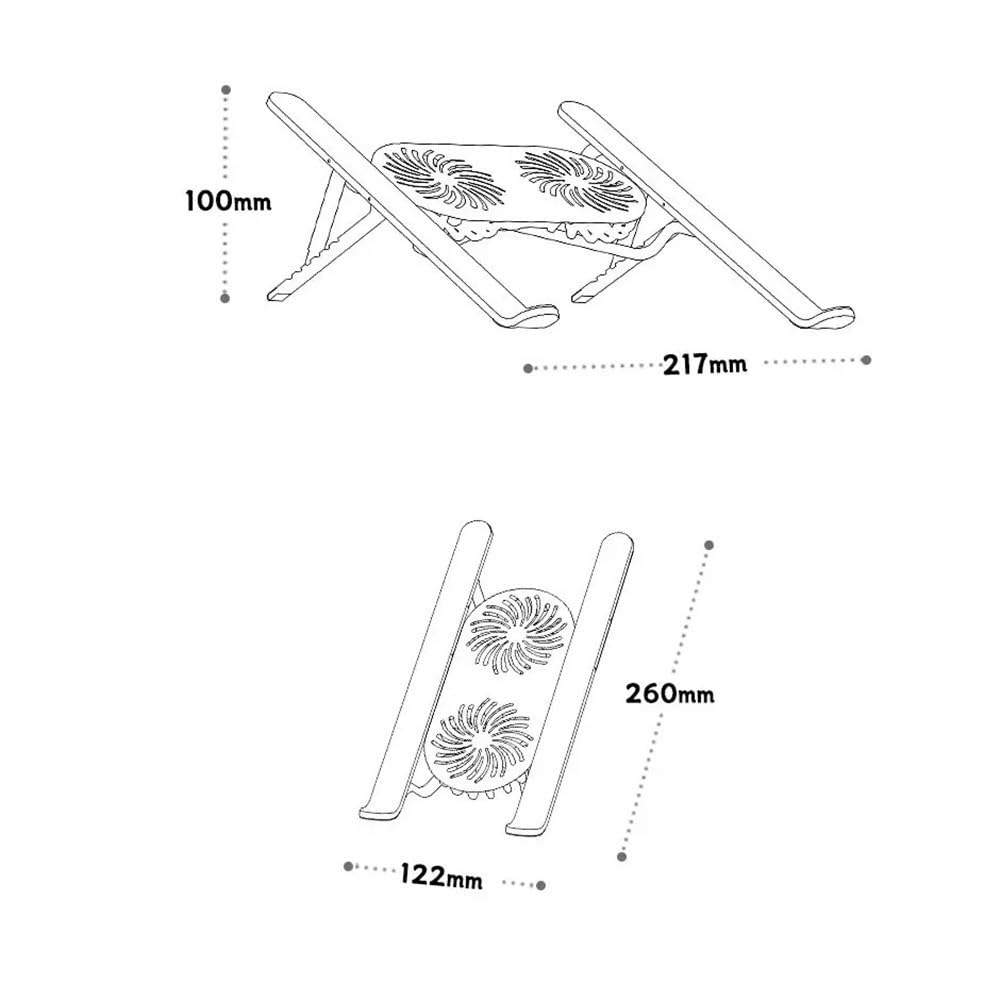 Podstawka pod laptopa, Laptop Cooler Base Stand Dual Fan Foldable Laptop Cooling Pad Aluminum Portable Bracket(Gray)