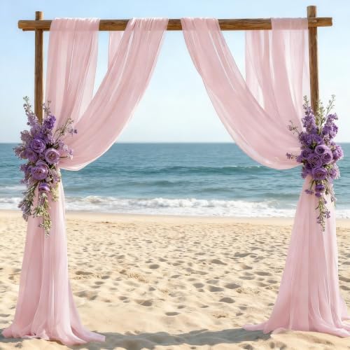 Image of Blush Pink Wedding Glitter Arch Draping Fabric 29 inch x 6.5 Yards 2 Panels Sheer Backdrop Curtains Drapery for Summer Wedding Ceremony Birthday Party Indoor Ceiling Decor