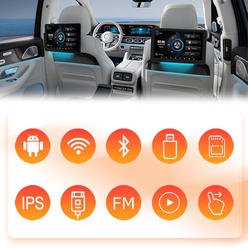 Image of 11.6 inch Car TV Headrest Monitor for Back Seat, 4K Android Tablet Portable Rear Entertainment System, Support Phone Wireless MirrorLink, with WiFi /HDMI /USB /Video Player, 2G+32G (1*PCS)