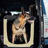 Fudajo Faltbare Transportbox für Hunde, Katzen XXXL (101x68x70cm), robust, leicht, sicher, Hundebox mit Tragegriff und Decke, Beige