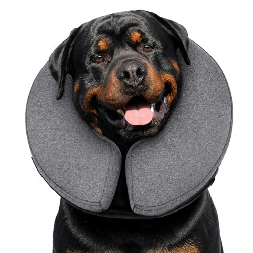 MIDOG Dog Cone - Inflatable Soft Donut Collar Alternative for Dogs After Surgery, Protective Recovery Collar Prevents Licking, Comfortable E-Collar Alternative for Small Medium Large Dogs (Gray, XL)
