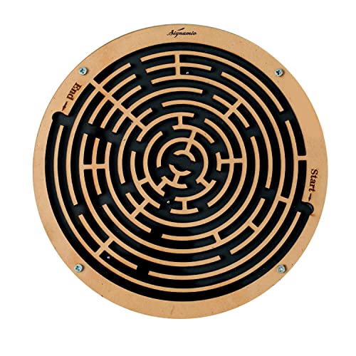 Image of SIGNAMIO Indoor Wooden Puzzle Game Round Maze Ball - Engaging Mind Games for Kids & Adults, Perfect Brain Teaser & Time Pass Activity, Ideal Wooden Board Game for All Ages