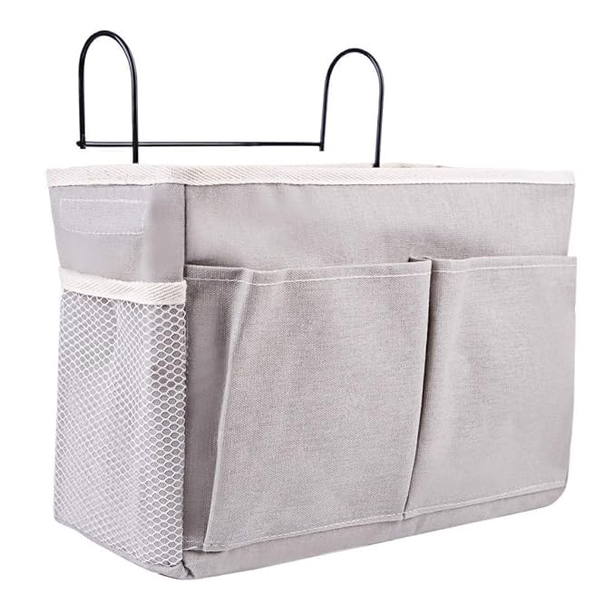 OTISTORES Bedside Caddy Bedside Hanging Storage Basket Multi-Function Organizer Caddy for Bunk and Hospital Beds Dorm Rooms Bed Rails, Can be Placed Glasses, Books, Mobile Phones, Keys 4